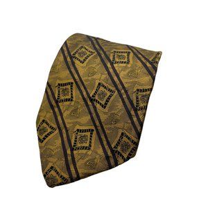 Robert Talbott Best of Class Nordstrom Geometric Gold Black Classic Silk Necktie